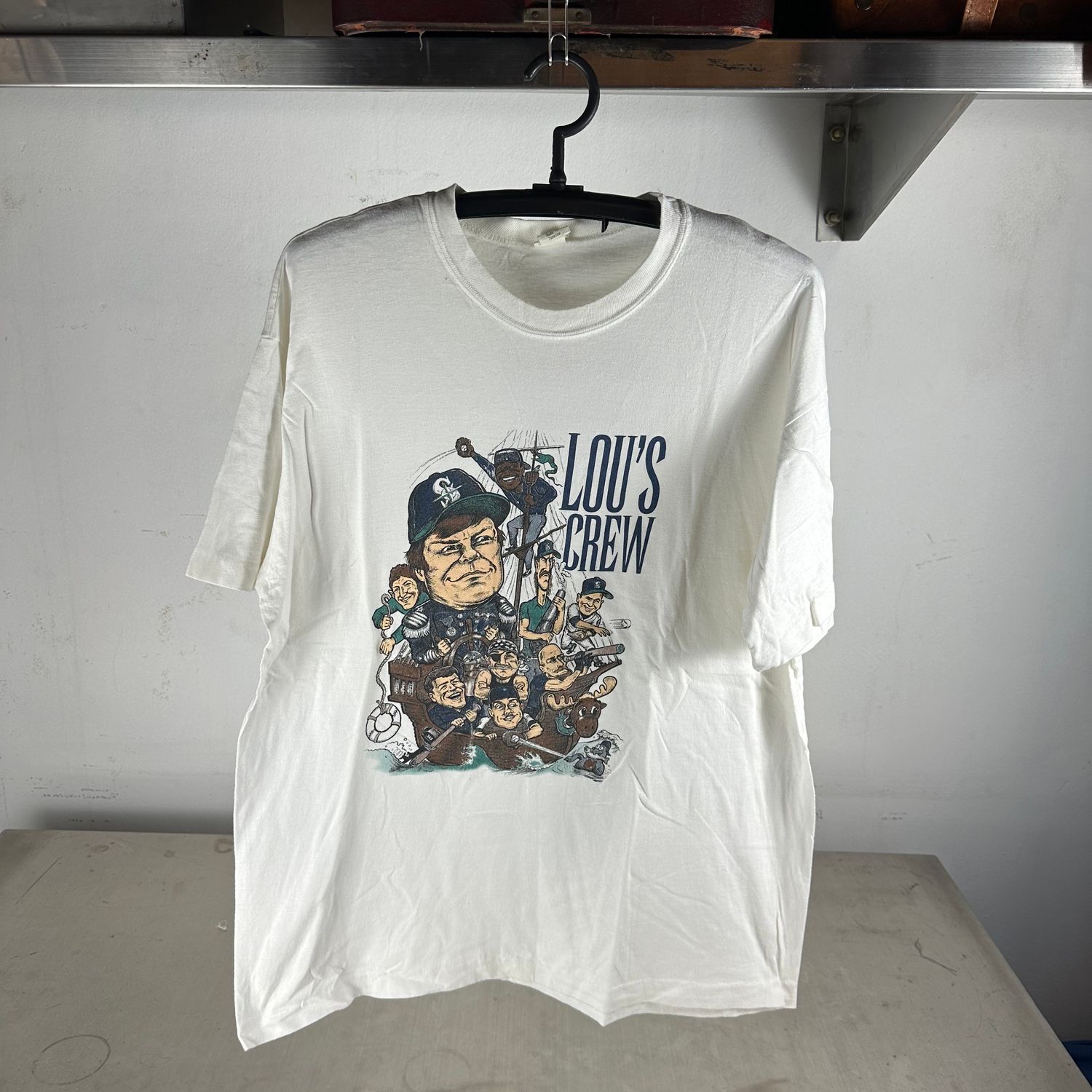 ​Vintage 90s Seattle Mariners MLB Lou's Crew Caricature T-Shirt