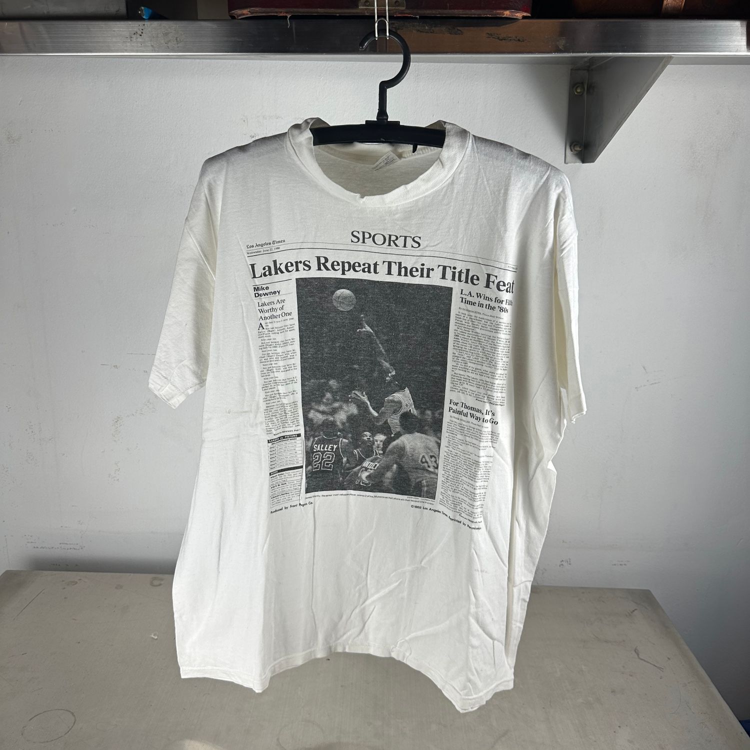 ​​Vintage 1988 Los Angeles Lakers Repeat Their Title Feat NBA Newspaper T-Shirt