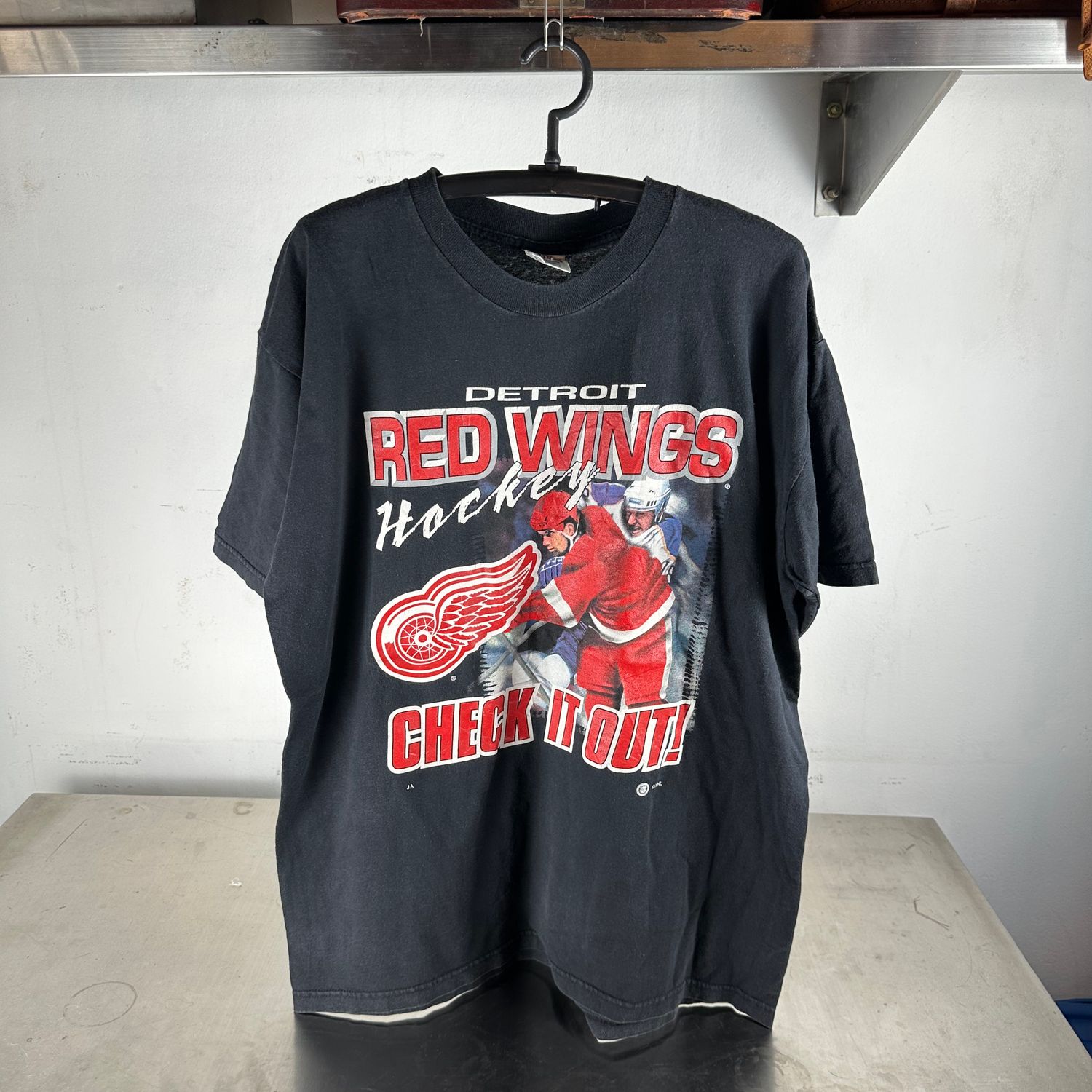 ​Vintage 90s Detroit Red Wings NHL Hockey Check It Out! T-Shirt