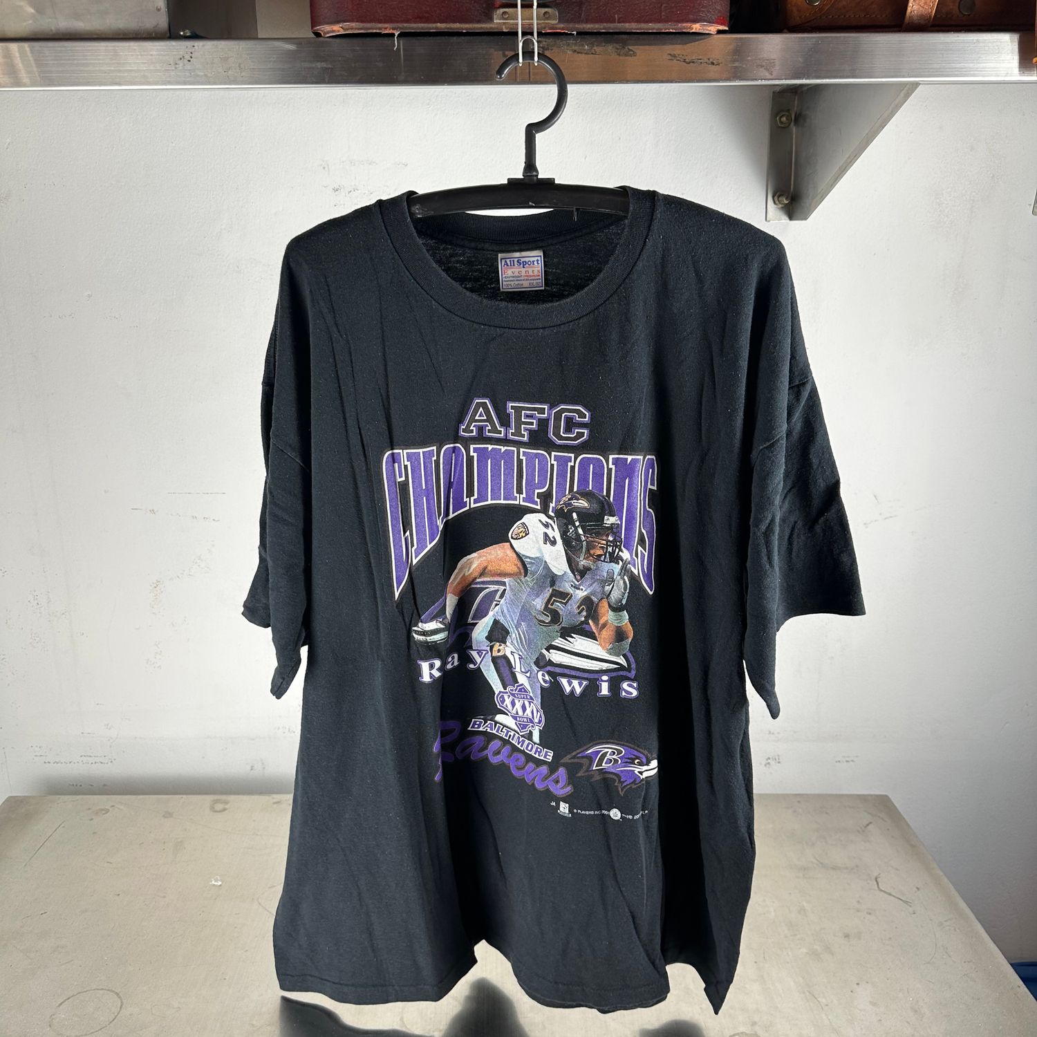 Vintage 2001 Ray Lewis Baltimore Ravens NFL AFC Champions T-Shirt