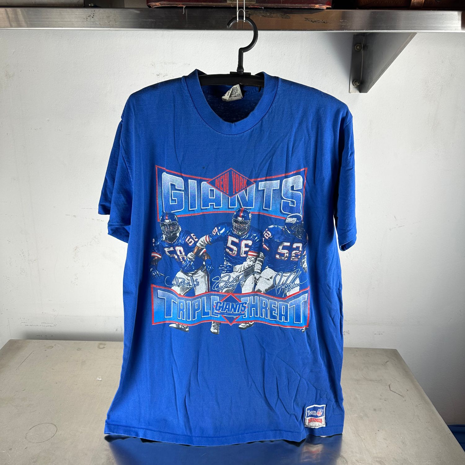 ​Vintage 90s New York Giants Triple Threat NFL Nutmeg T-Shirt