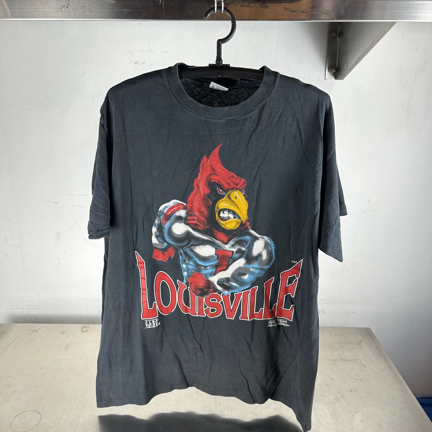 ​​Vintage 90s Louisville Cardinals NCAA Game Face Mascot Graphic T-Shirt