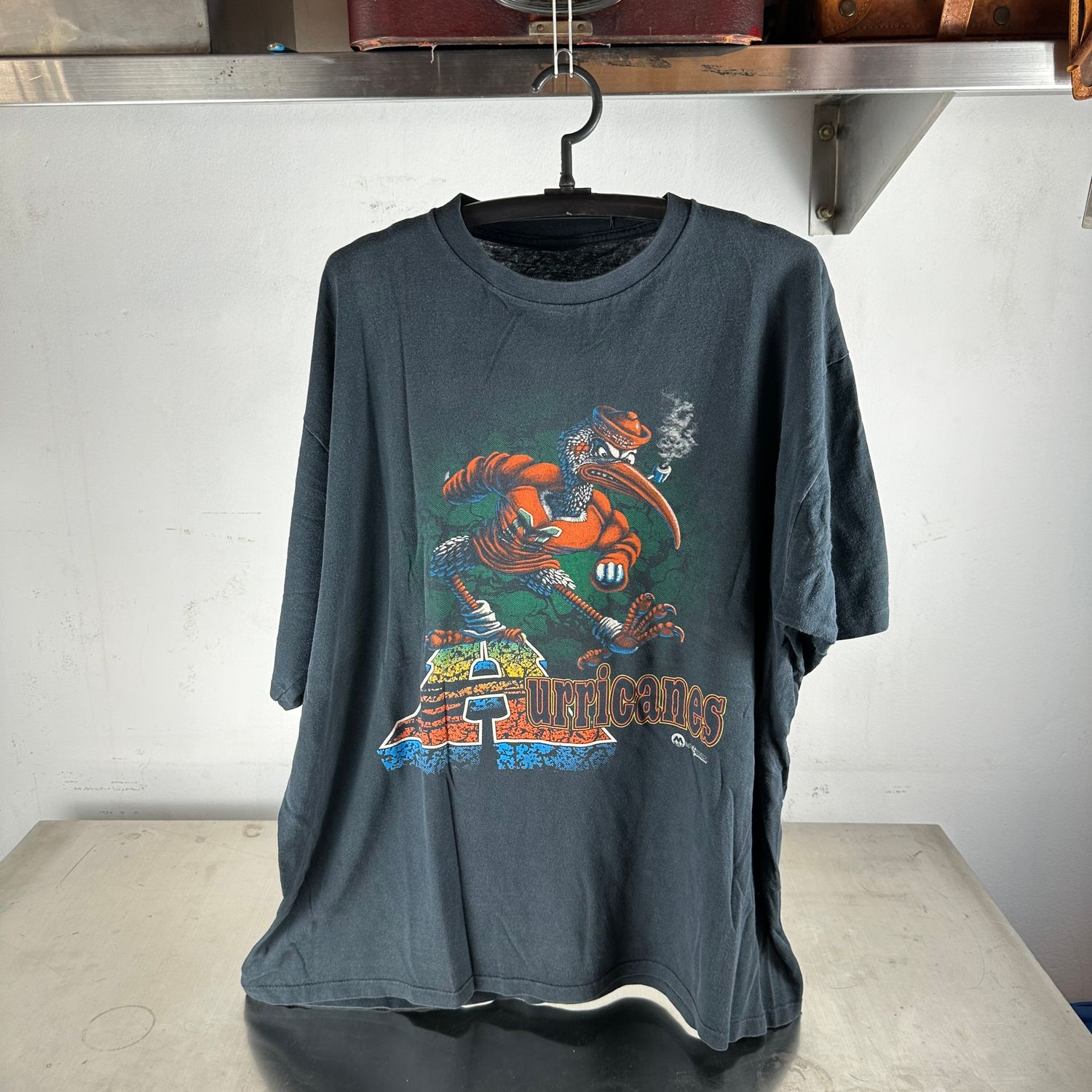 ​Vintage 90s Miami Hurricanes NCAA Mascot Graphic T-Shirt