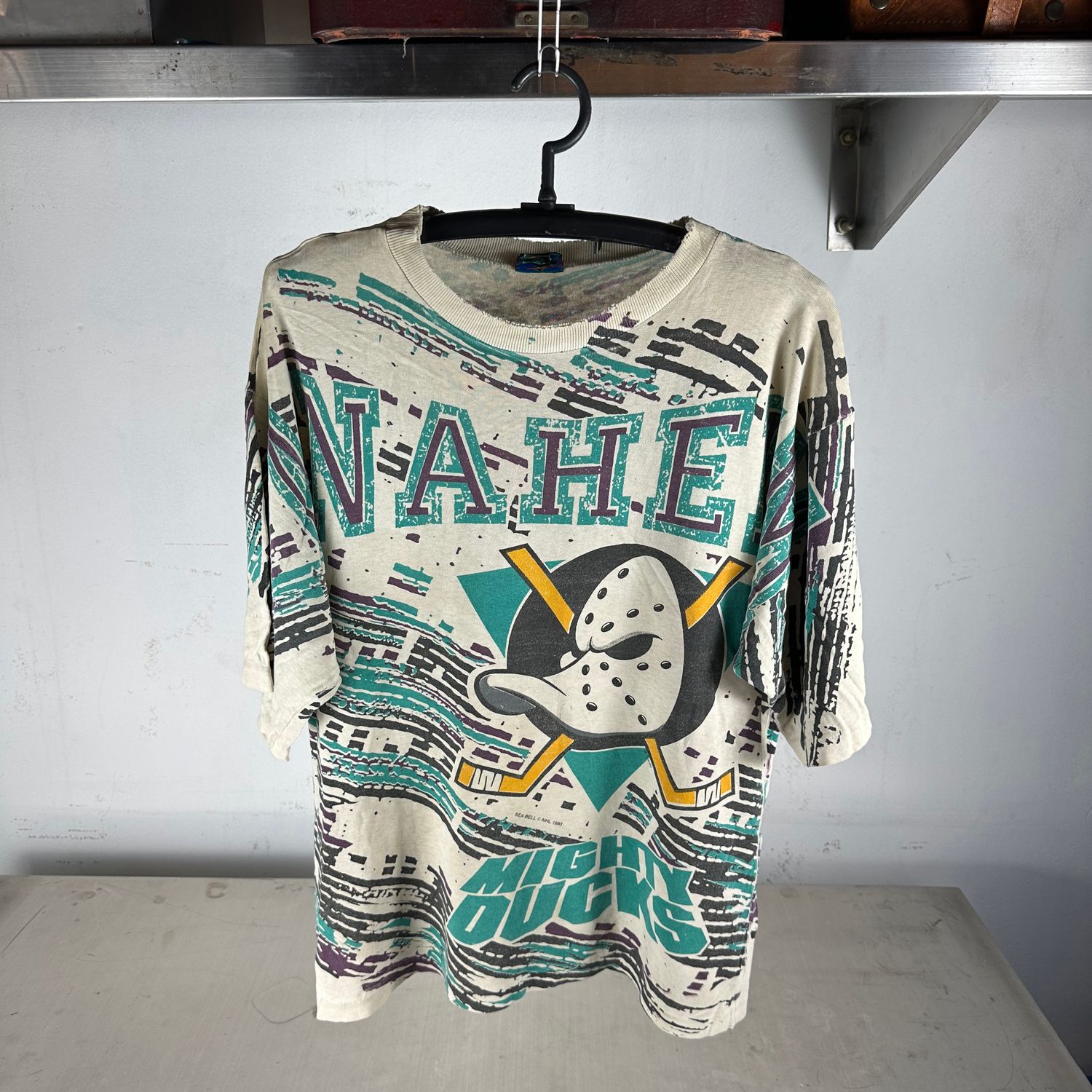 ​​Vintage 1993 Anaheim Mighty Ducks NHL All Over Print AOP T-Shirt