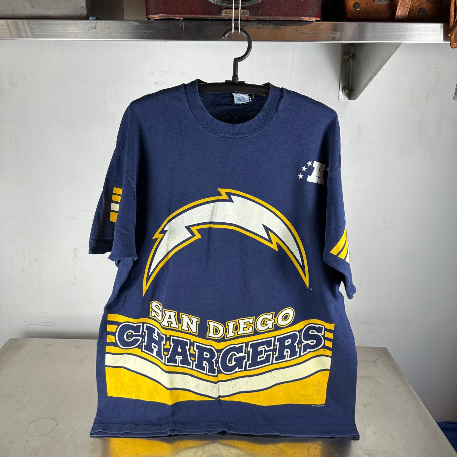 ​Vintage 1995 San Diego Chargers NFL Salem Sportswear AOP T-Shirt