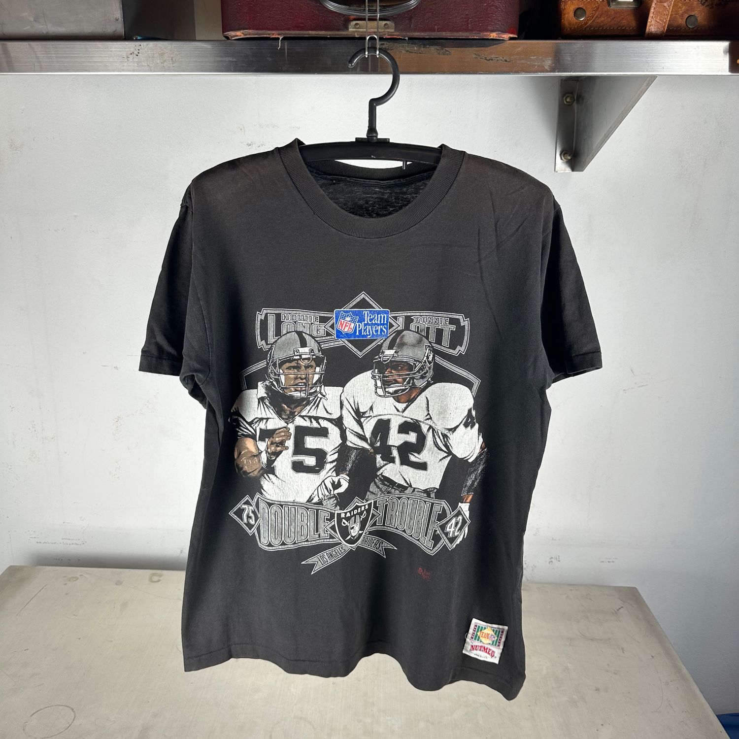 ​​Vintage 90s Los Angeles Raiders NFL Double Trouble Graphic T-Shirt