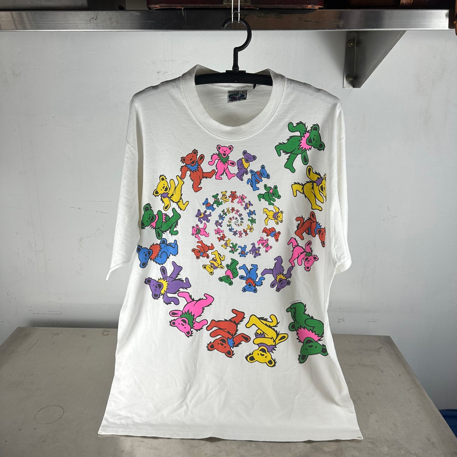 ​Vintage 1995 Grateful Dead Bear Spiral Graphic Liquid Blue T-Shirt