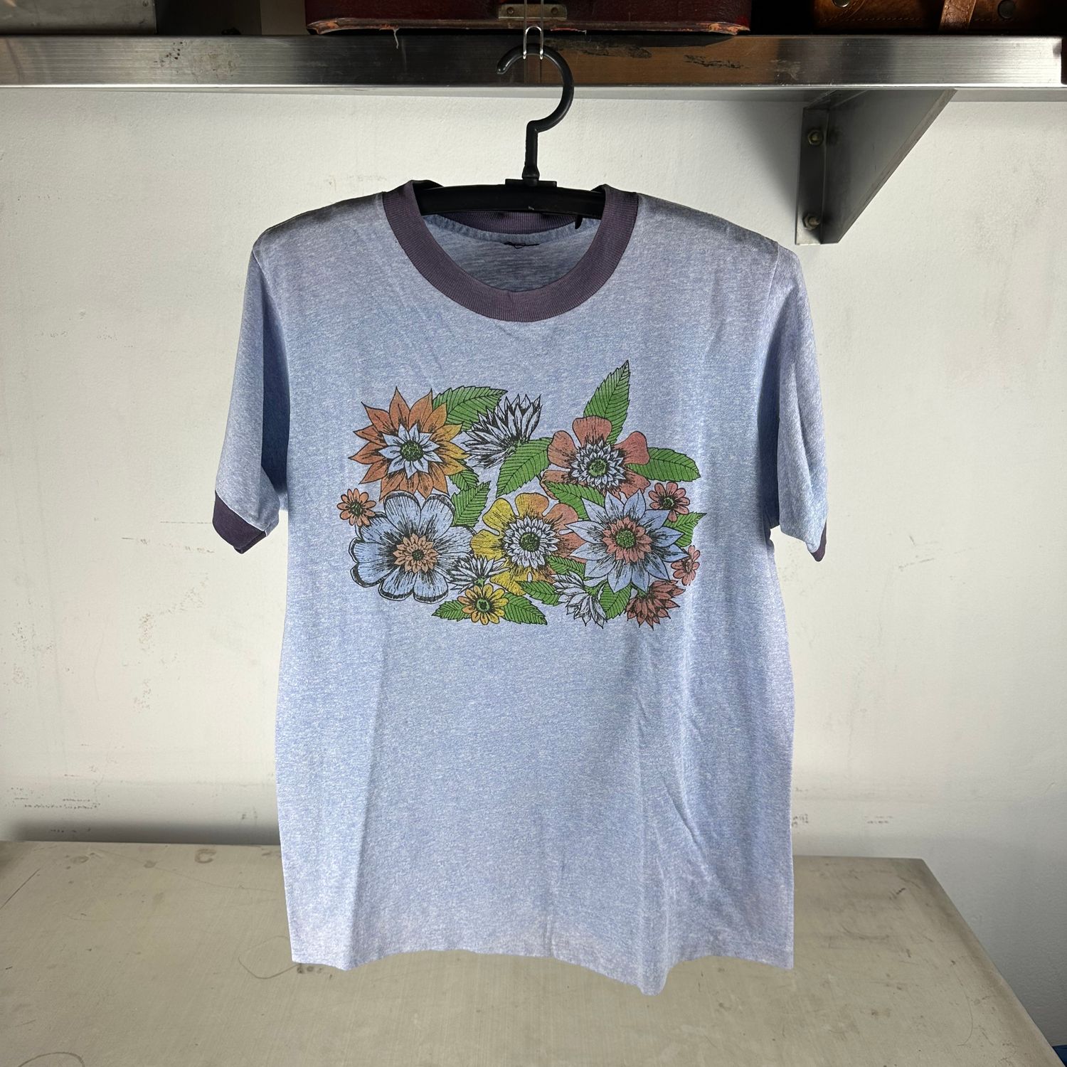 ​Vintage 1970s/80s Flowers Floral Graphic Ringer T-Shirt
