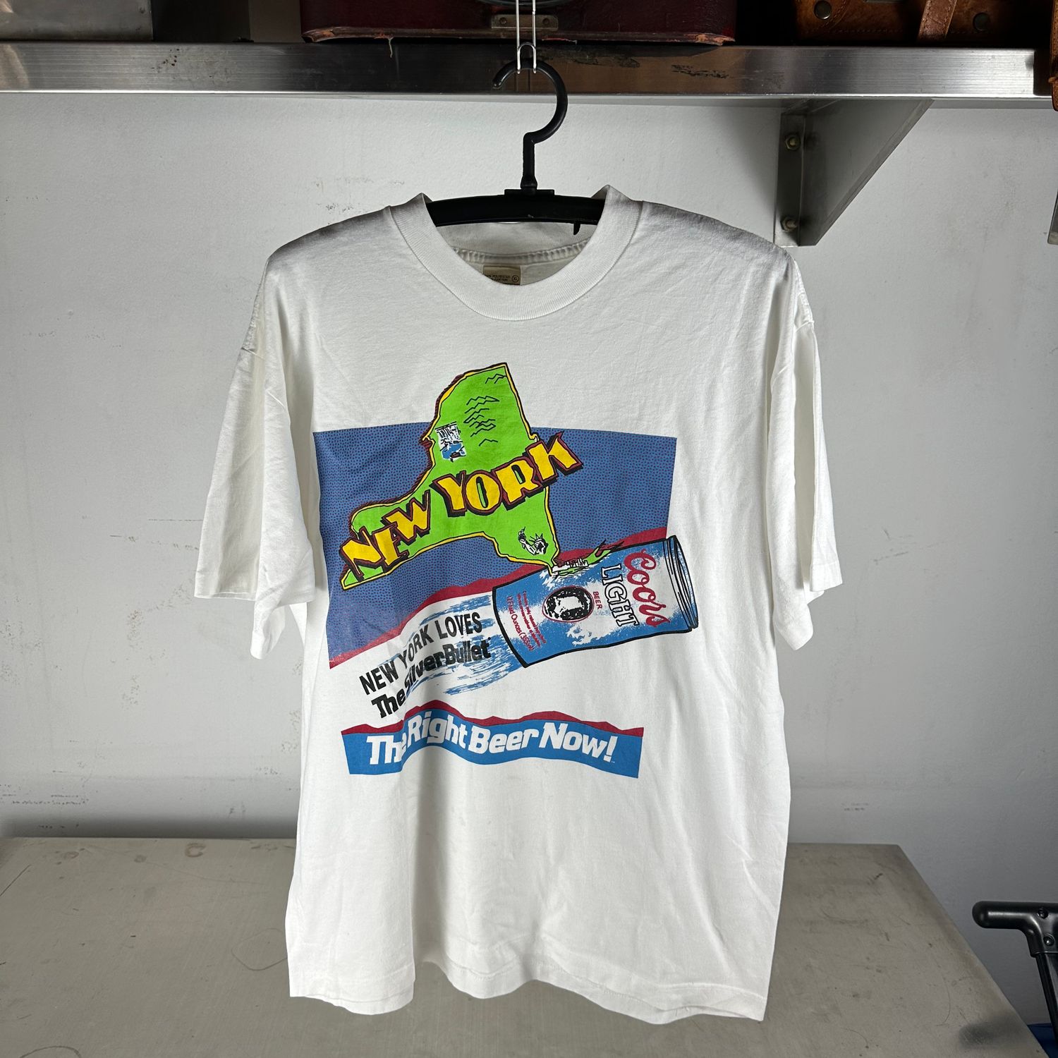 Vintage 80s Coors Light Beer New York Graphic Promo T-Shirt