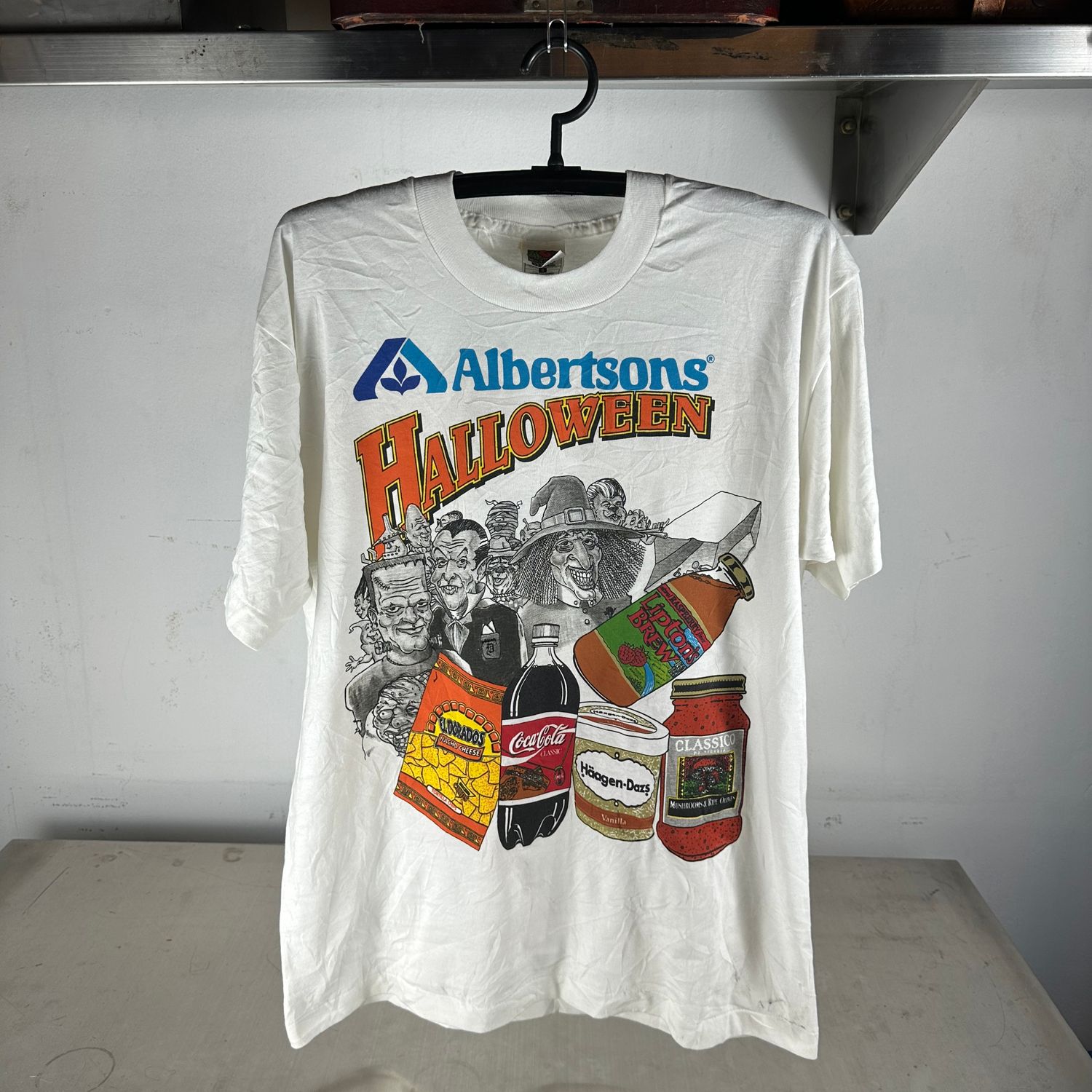 Vintage 90s Albertsons Halloween Double Sided Snacks T-Shirt