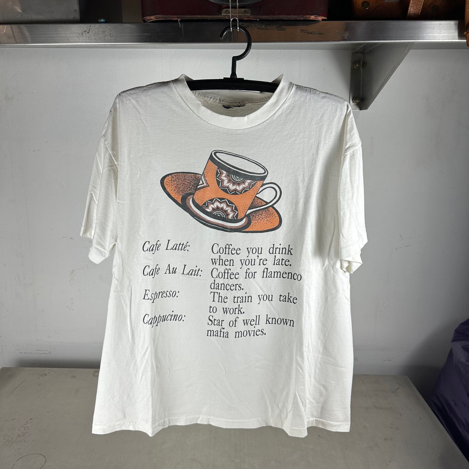 ​​Vintage 90s Coffee Humor Graphic Single Stitch T-Shirt