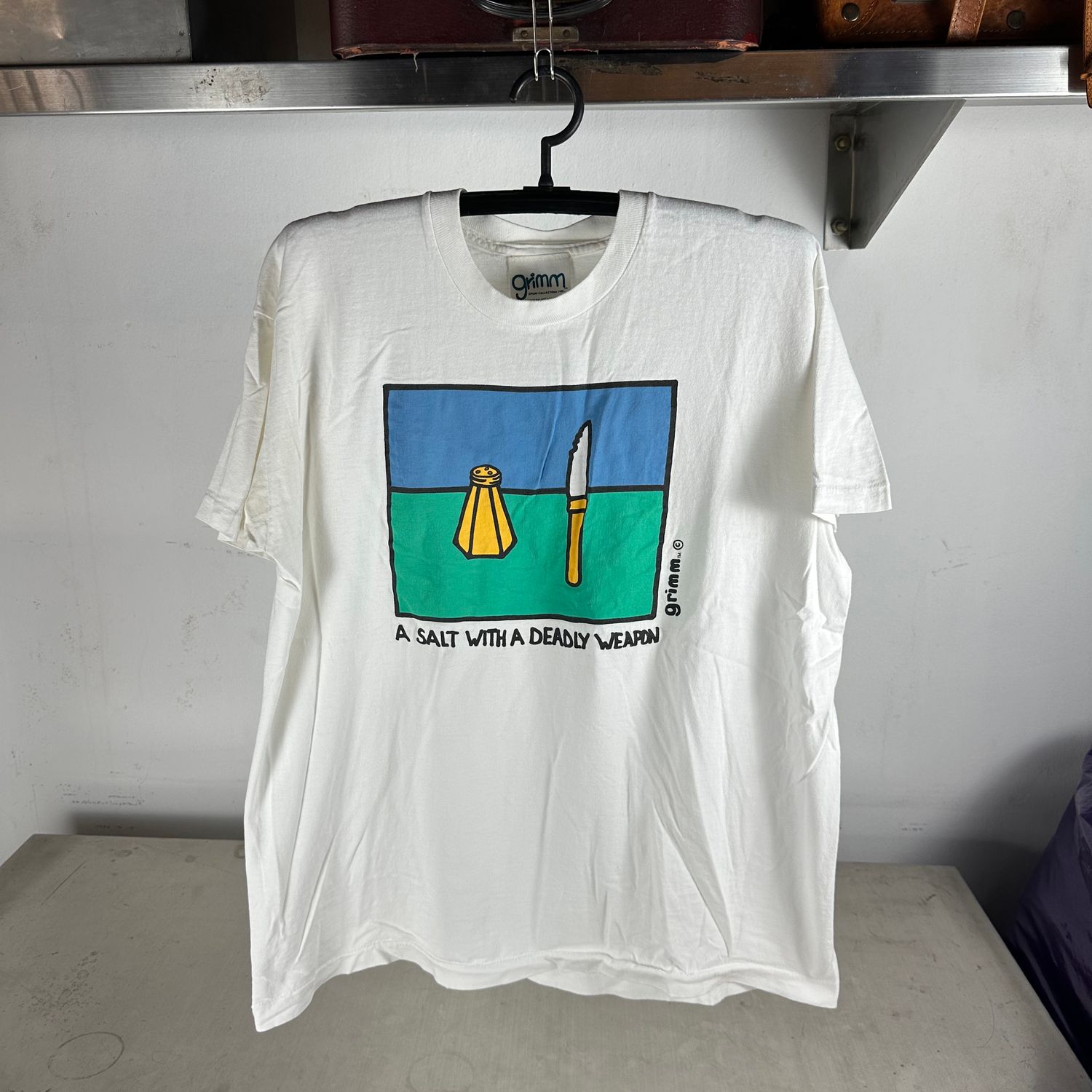 ​Vintage 90s A Salt With A Deadly Weapon Humor Art Graphic T-Shirt