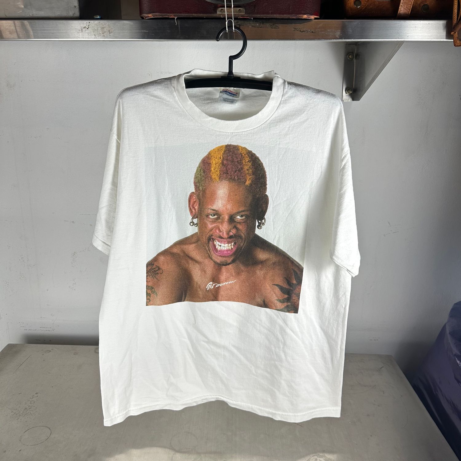 ​Vintage 90s Dennis Rodman Dunlop Tyre Promo Double Sided Graphic​ T-shirt