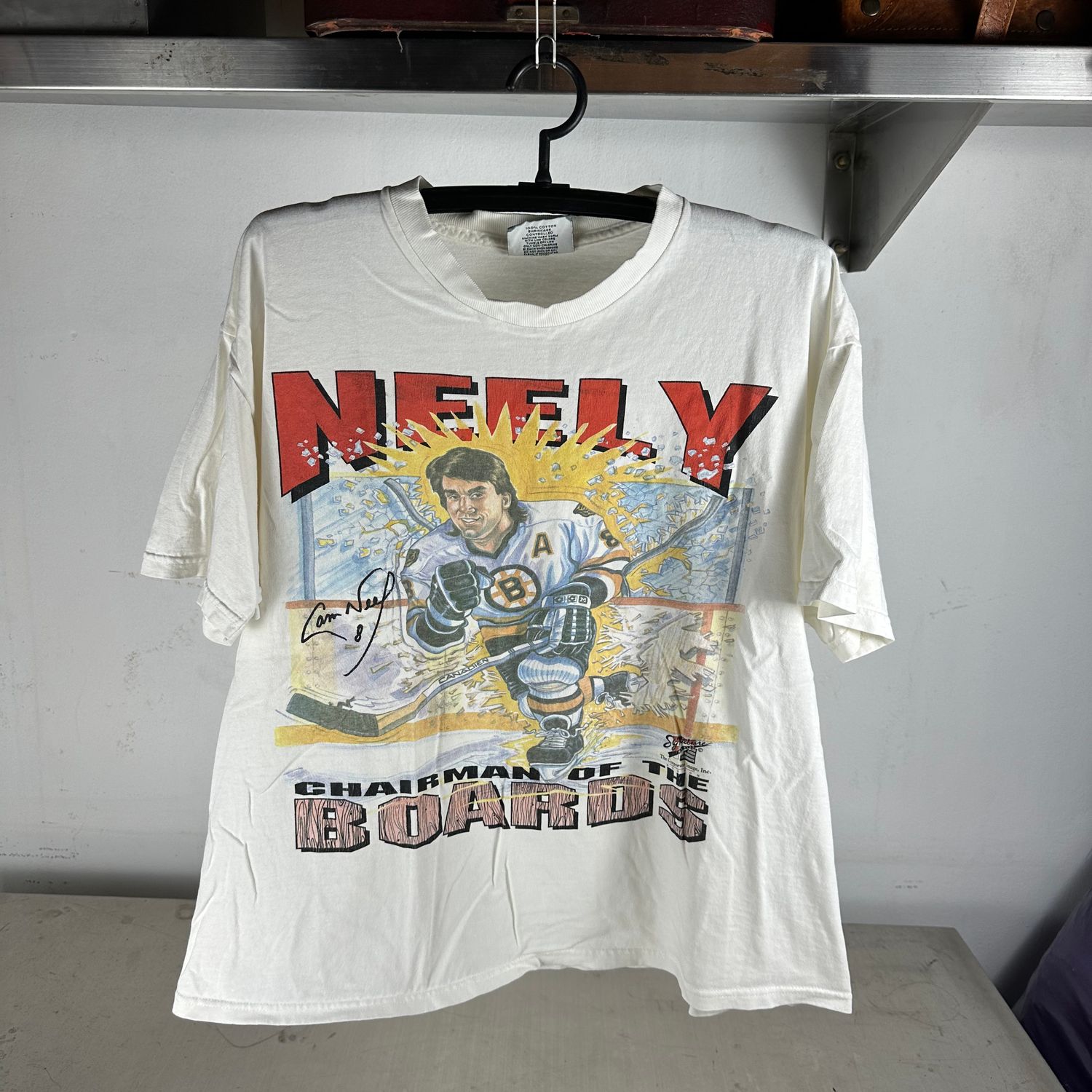 ​Vintage 90s Cam Neely Boston Bruins Chairman of the Boards NHL Caricature T-shirt