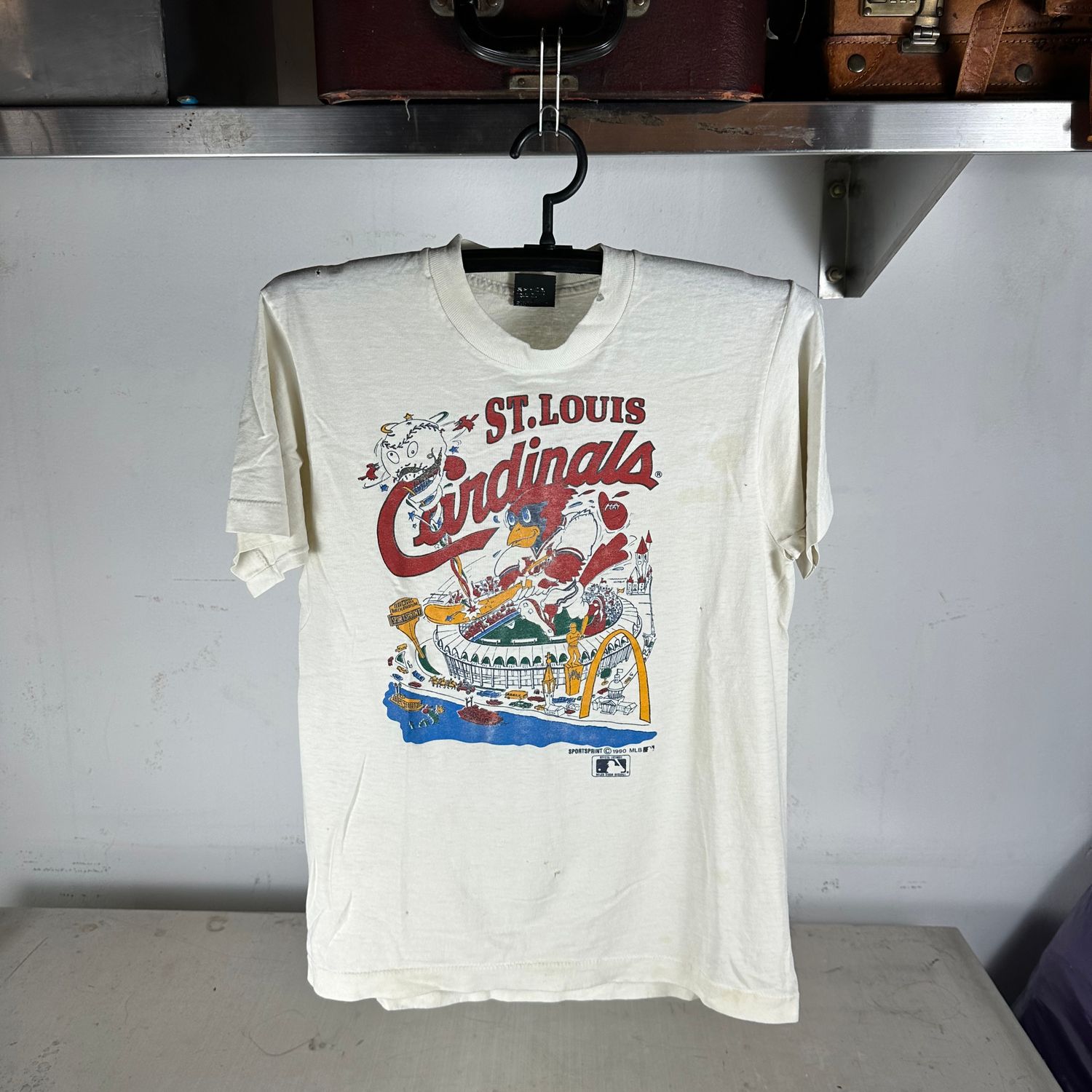 ​Vintage 1990 St. Louis Cardinals MLB Artwork Graphic Single Stitch T-shirt