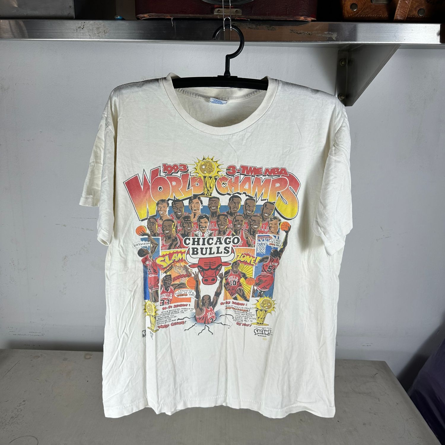 ​Vintage 1993 Chicago Bulls NBA World Champs Salem Comic T-shirt