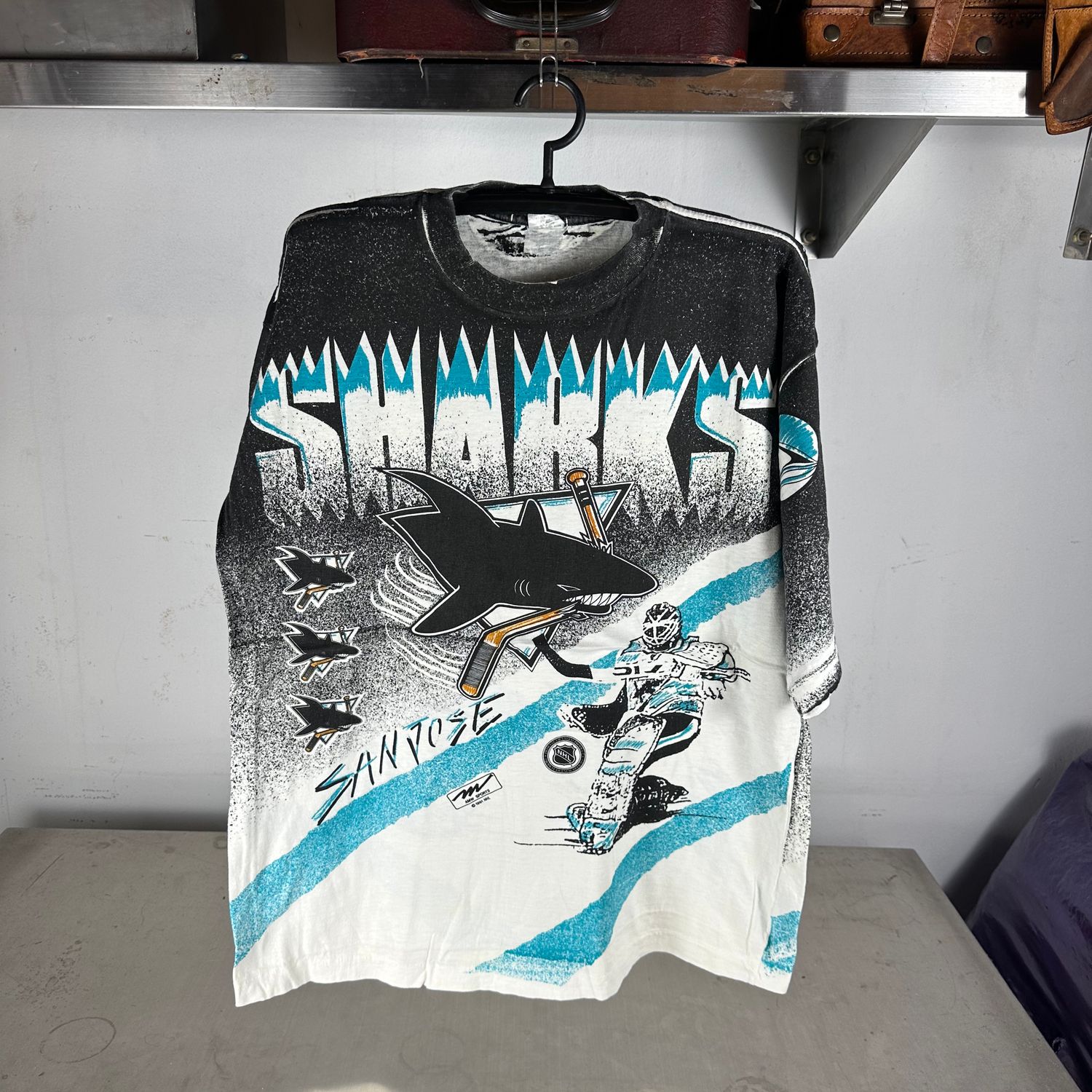 ​Vintage 1991 San Jose Sharks NHL All Over Print AOP T-shirt