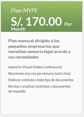 Plan Asesoria Legal Mype