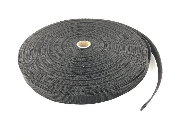 Zwarte nylonband 25 mm (per meter, rol 50m)