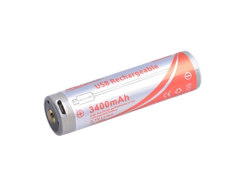 OrcaTorch 18650 C-USB Batterij 3400 mAh