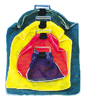 mesh bag met d ring en handvat groen