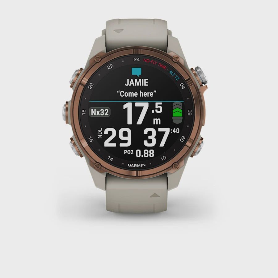 Garmin Descent Mk3i – 43 mm Brons PVD-titanium met French Grey siliconen band