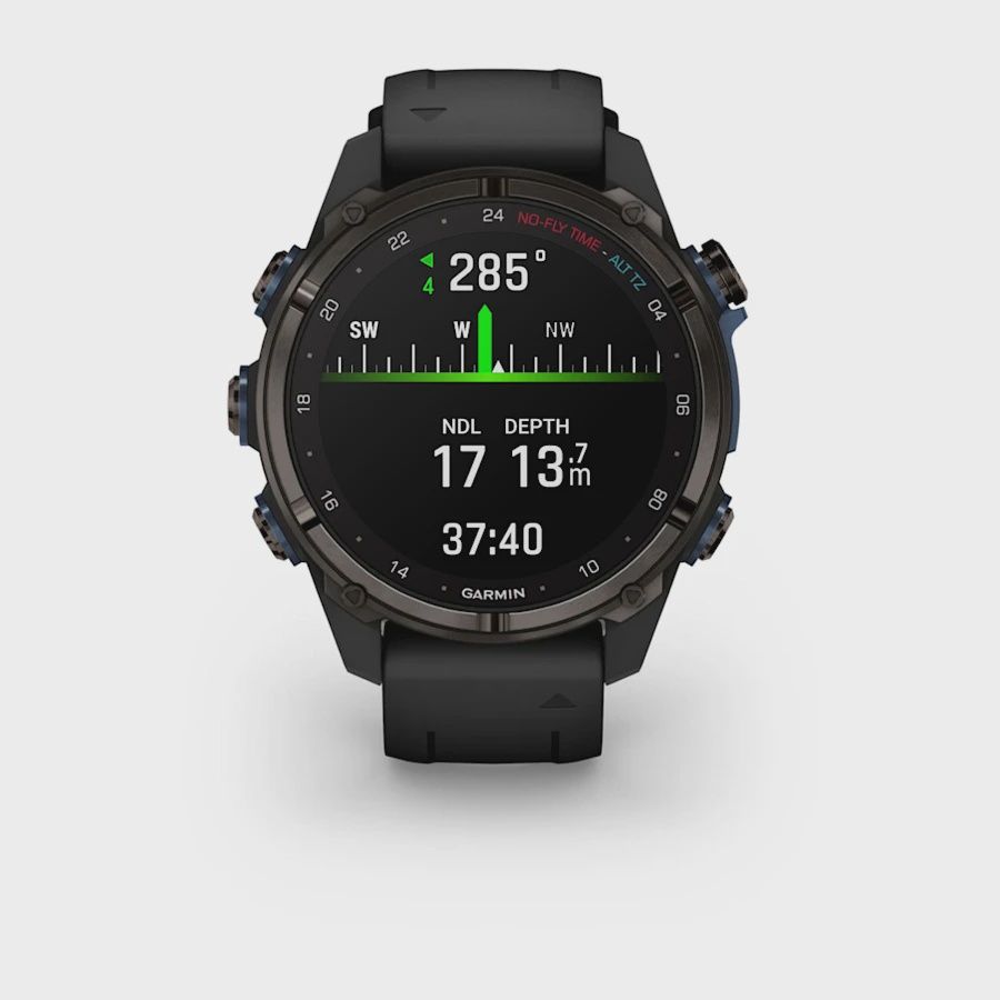 Garmin Descent Mk3i – 43 mm Koolstofgrijs DLC titanium met zwarte siliconen band