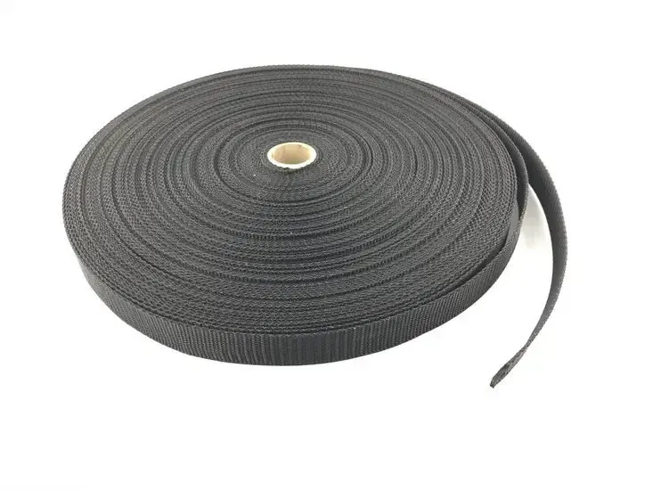 Zwarte nylonband 25 mm (per meter, rol 50m)