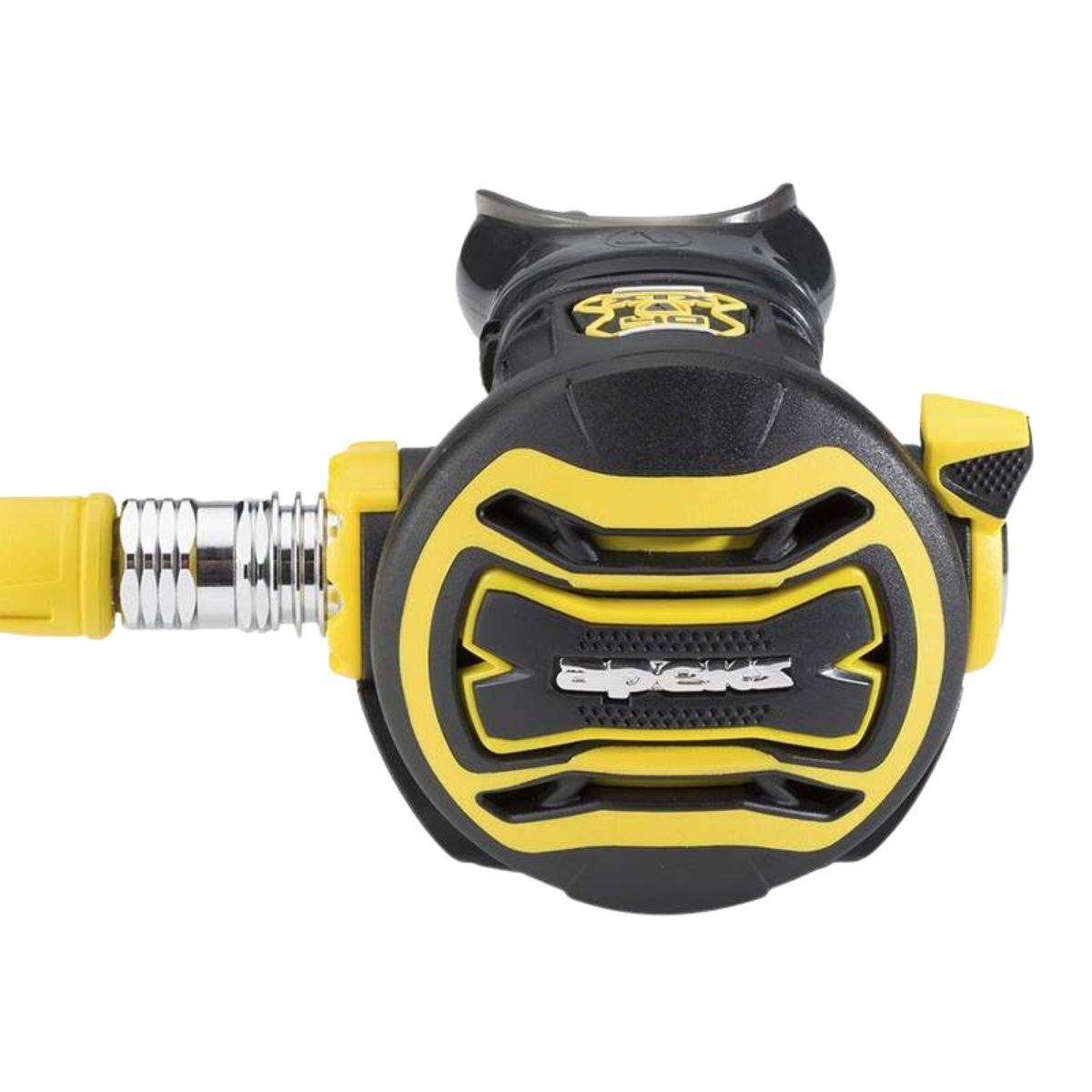 Apeks XTX40 octopus ademautomaat met gele frontcover voor duiken