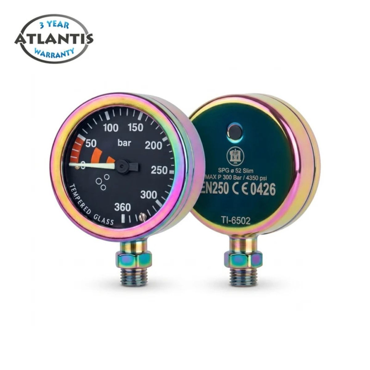 Atlantis Tech Pressure Gauge 52 mm Rainbow PVD