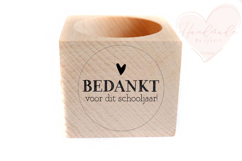 Houten kaarsje - Bedankt voor dit schooljaar