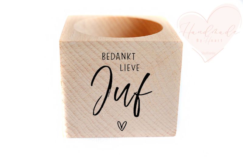 Houten kaarsje - Bedankt lieve juf
