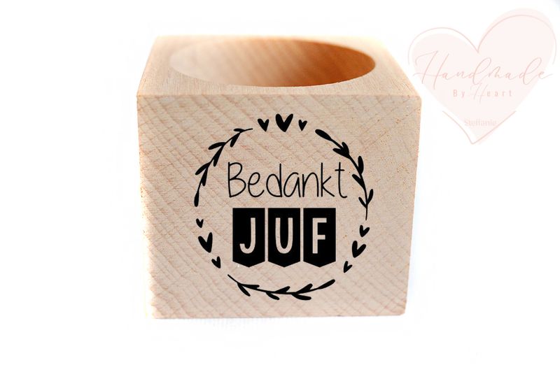 Houten kaarsje - Bedankt juf