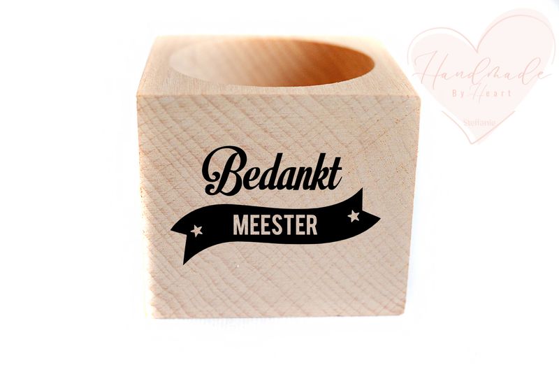 Houten kaarsje - Bedankt meester