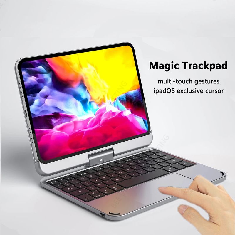 Doqo F83 iPad Mini 6 için Klavyeli 360° Dönebilen ve Katlanabilir Koruyucu Kılıf
