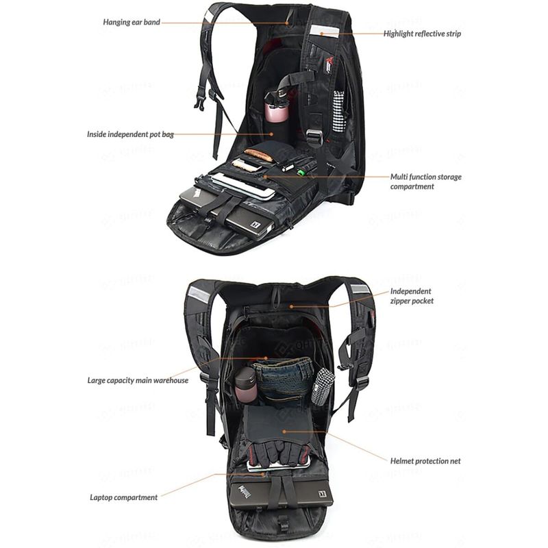 Motocentric 11MC0077 Suya Dayanıklı Karbon-Fiber Motosiklet Sırt Çantası