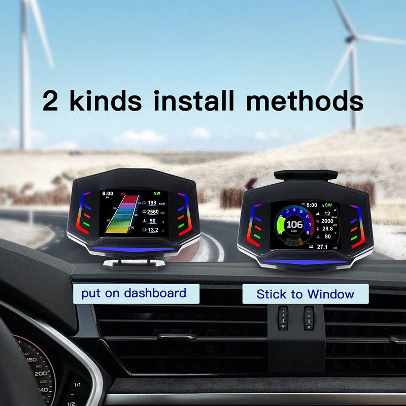 Acclope AP-8 OBD2+GPS Fonksiyonlu Akıllı Dijital Hız &amp; Eğim Ölçer RGB Araba HUD