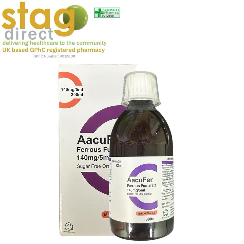 AacuFer - Ferrous Fumarate 140mg/5ml Oral Solution - Mango Flavour