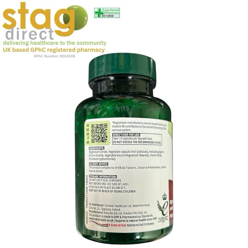 Magnesium Citrate 119mg Elemental - 60 Vegan Capsules