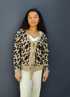 Gilet tigré beige-noir