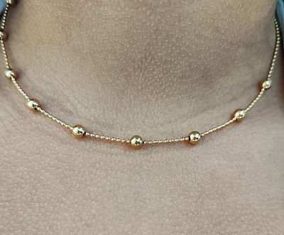 ​Collier en Acier Inoxydable Doré avec Petites Boules