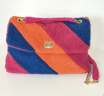 Sac &quot;Moumoute multicolor&quot; avec fermeture et chaine dorée