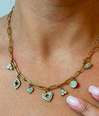 Collier Doré en Acier Inoxydable à Pendentifs Multiples