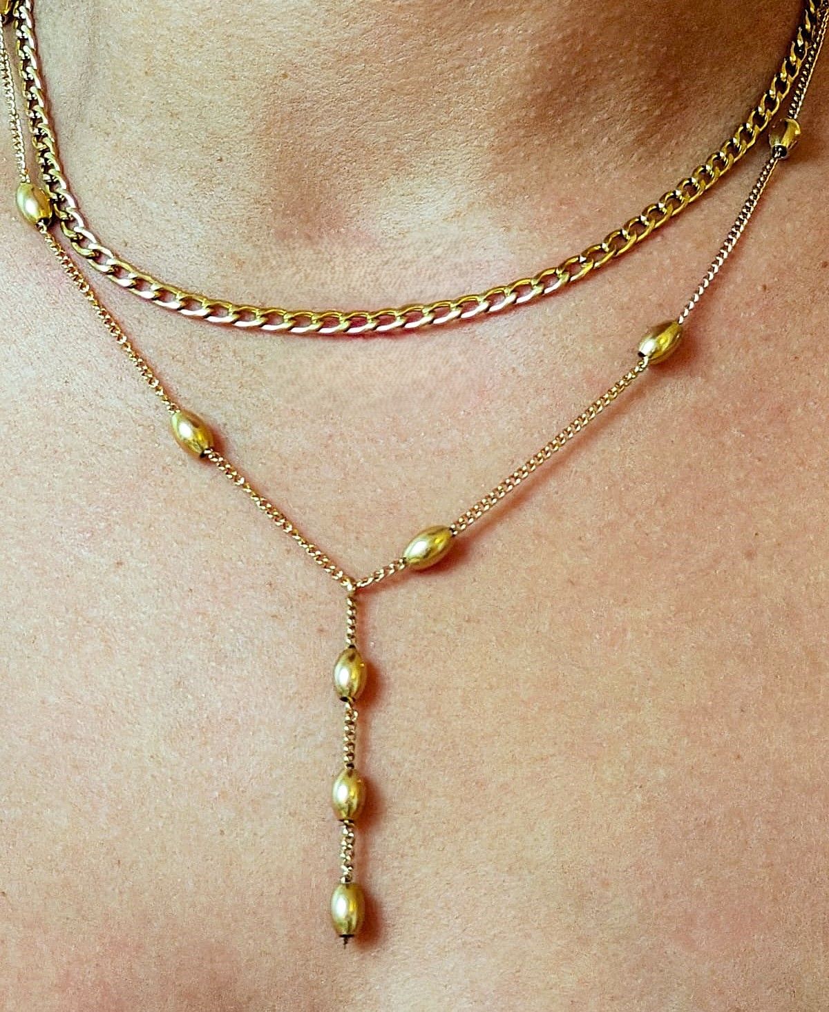 Collier Long en Acier Inoxydable Doré, Pendentif Plongeant