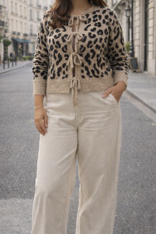 Gilet léopard en beige