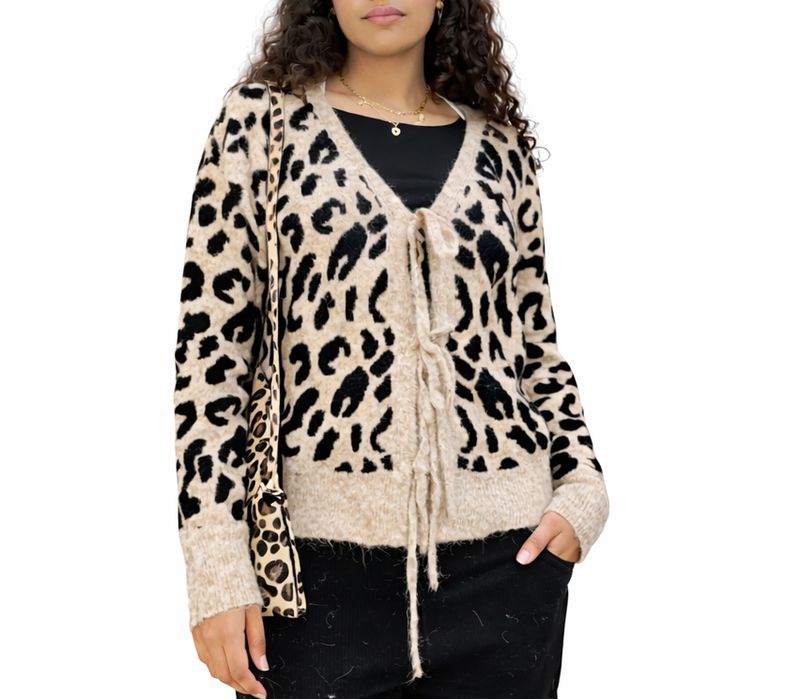 Gilet léopard en beige