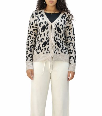 Gilet léopard en blanc cassé