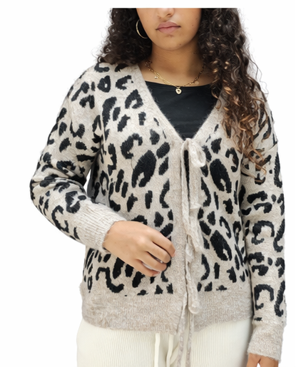 Gilet léopard en blanc cassé