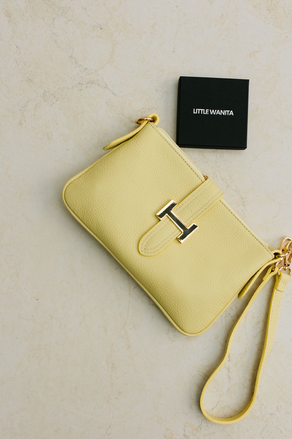Pochette Élégance Jaune doux - cuir