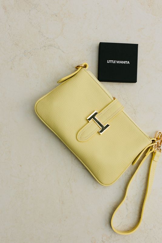 Pochette Élégance Jaune doux - cuir